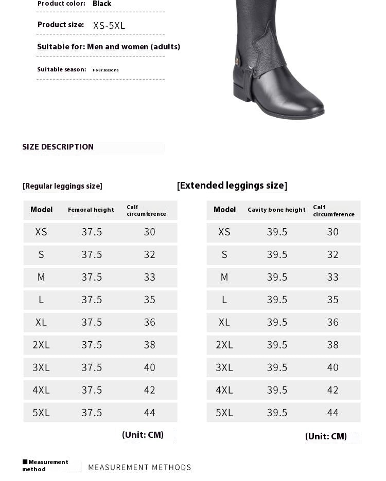 Polainas de equitación de piel de vaca de alta calidad con doble cremallera y protección para las piernas