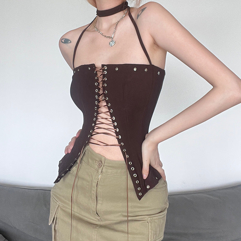 Fashion Halter Strap Binding Vest