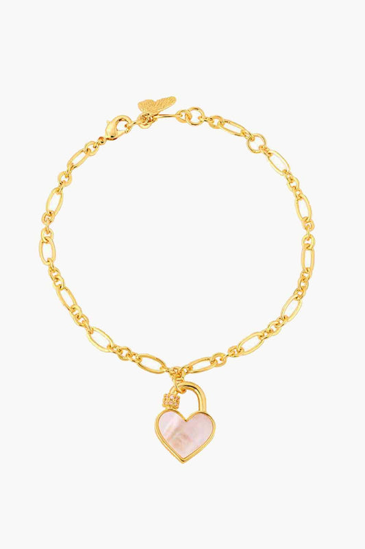 Pulsera con dije de candado de corazón