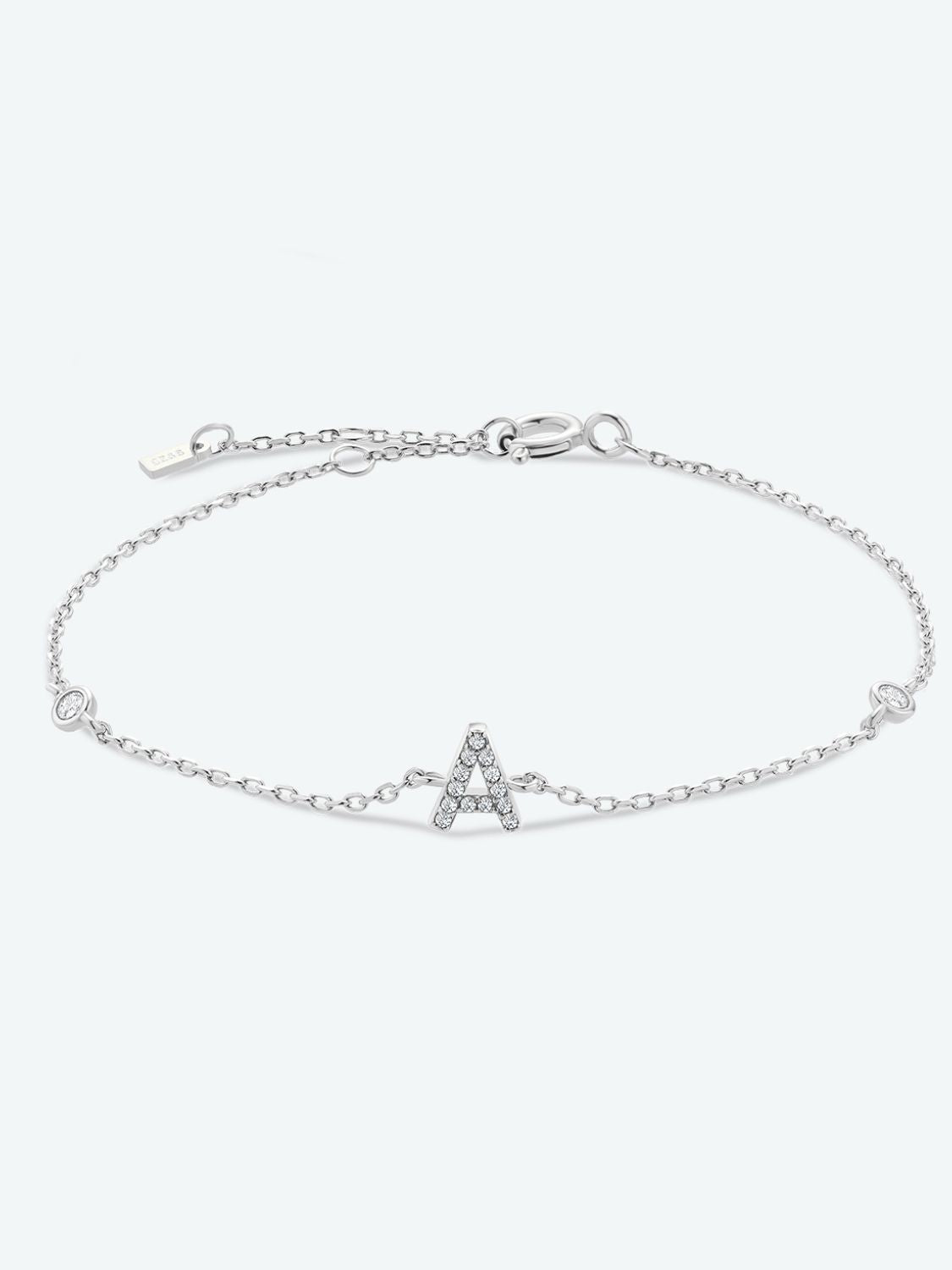 Pulsera de plata de ley 925 con circonitas de la A a la F