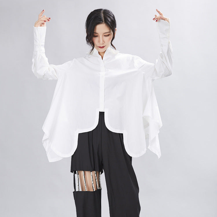 Spring Women's  Design Sense Irregular Loose Long Sleeve Shirts