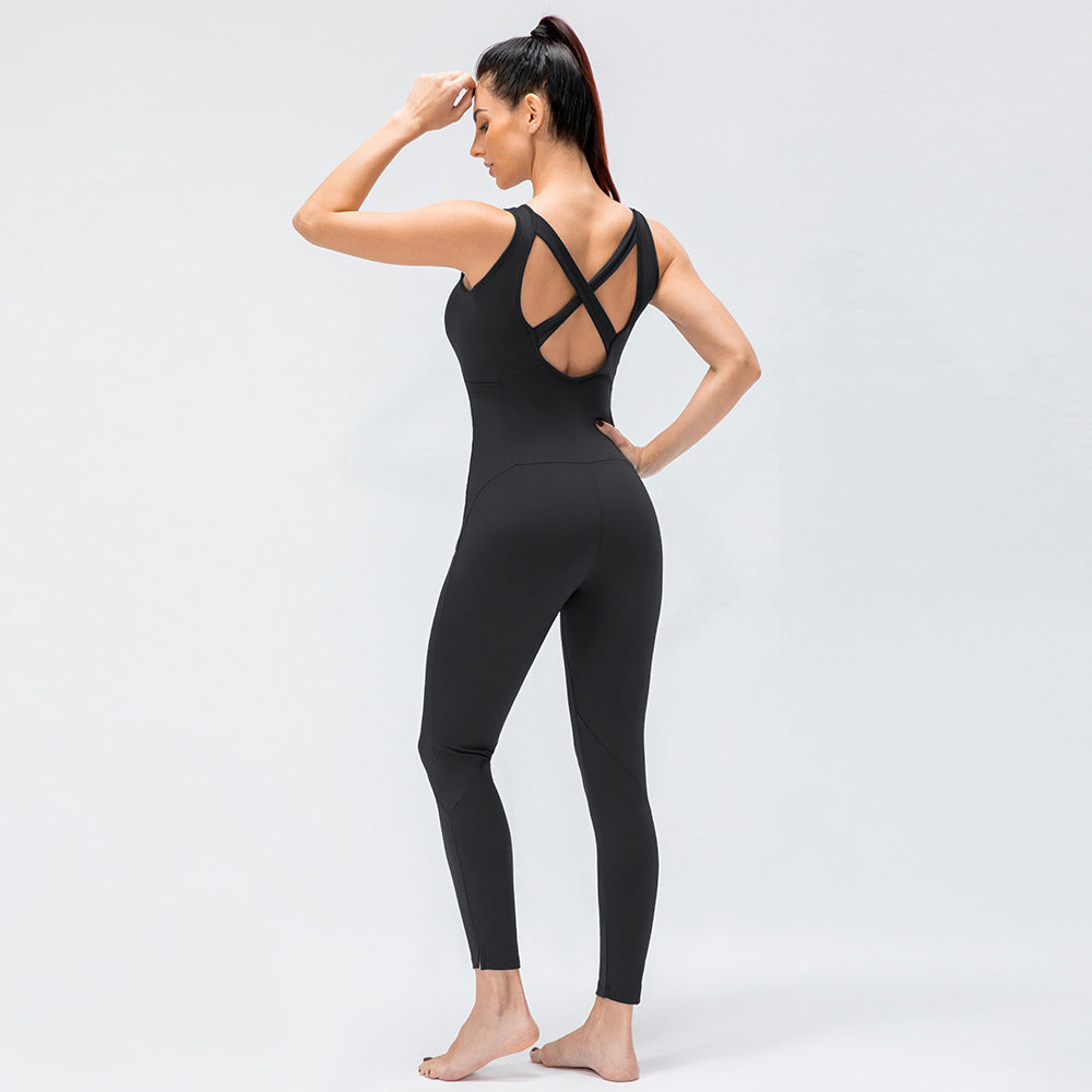 Damen Sexy rückenfreie einteilige Sport-Yoga-Kleidung