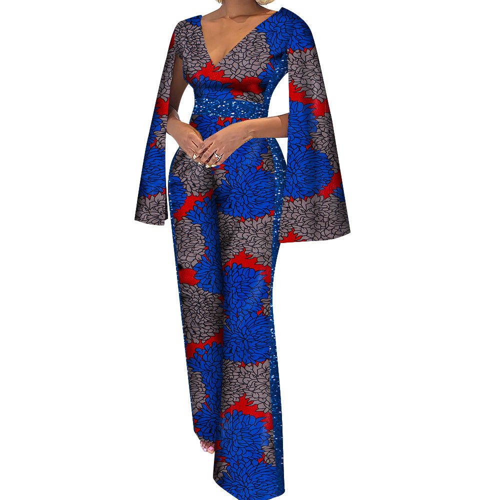 Jumpsuit aus Baumwolle mit ethnischem Batik-Print für Damen