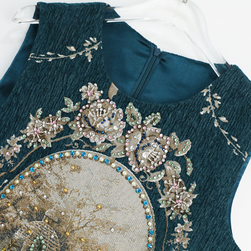 Women's Vintage Embroidered Sleeveless Base Dress