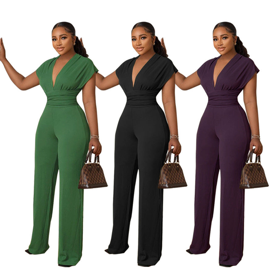 Modischer Jumpsuit für Damen in einfarbiger Taille