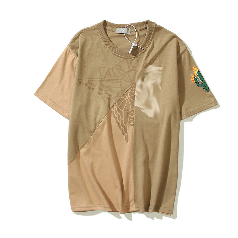 Cotton Stitched Short Sleeve T-shirt With Cactus Print