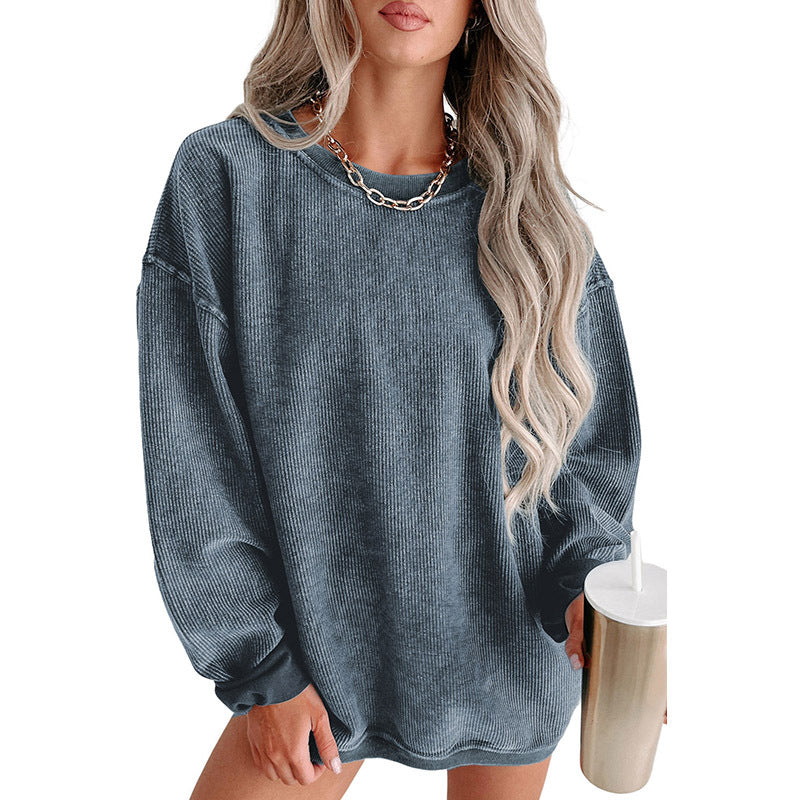 Casual Style Einfarbiger Pullover Damen Fadengestrickter Langarmpullover