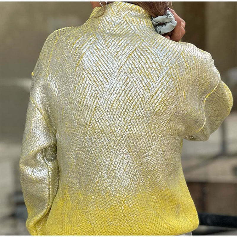 Rollkragenpullover mit geometrischem Muster und Bronzierung