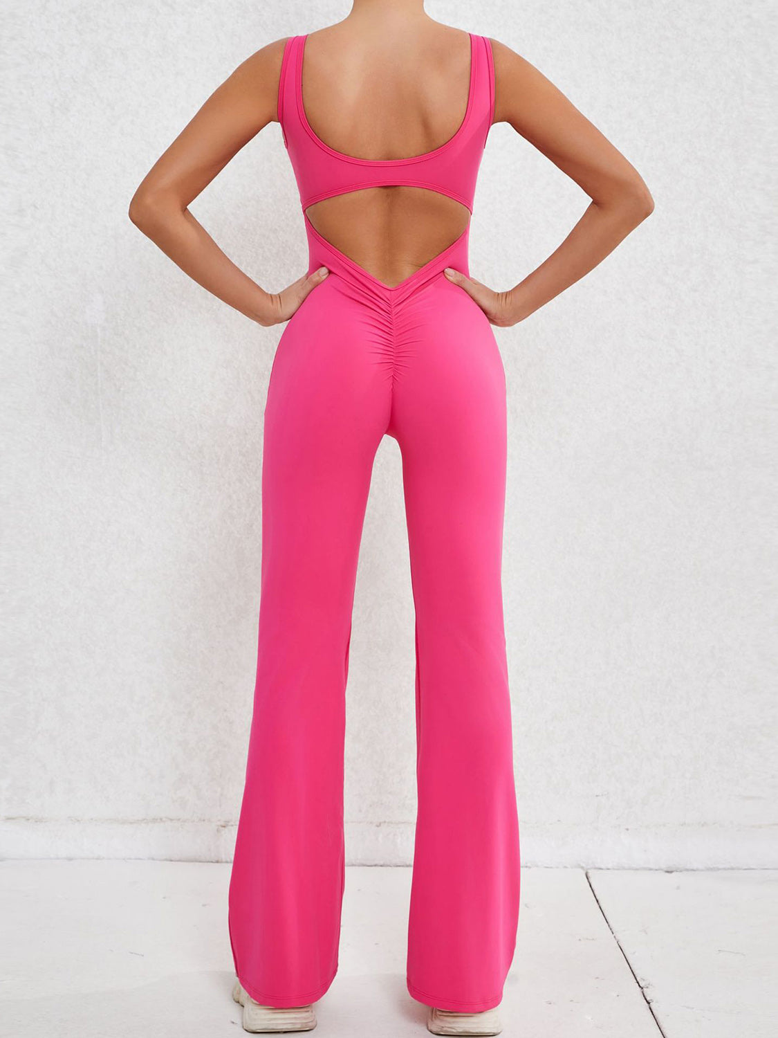 Cutout Wide Strap Scoop Neck Active Jumpsuit