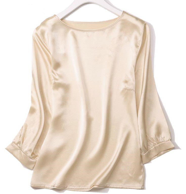 High-end Silkworm Silk Pearl Shiny Satin Shirt