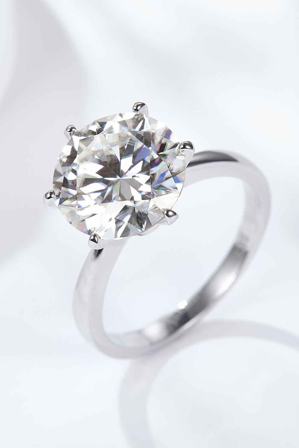 Platinum-Plated 5 Carat  Moissanite Solitaire Ring