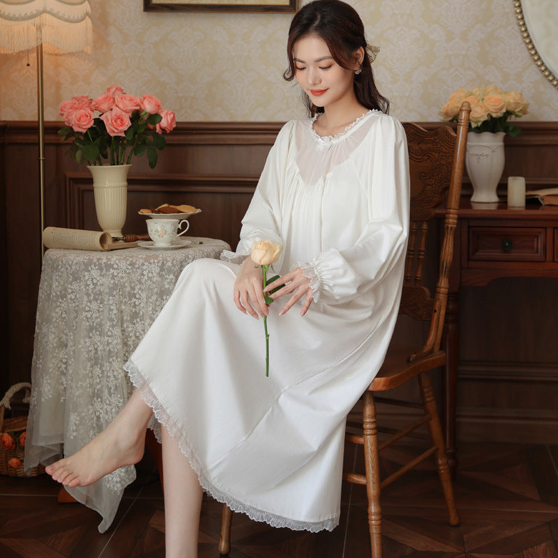 Spring Cotton Court Style French Style Lace Temperament Princess Pajamas Loose