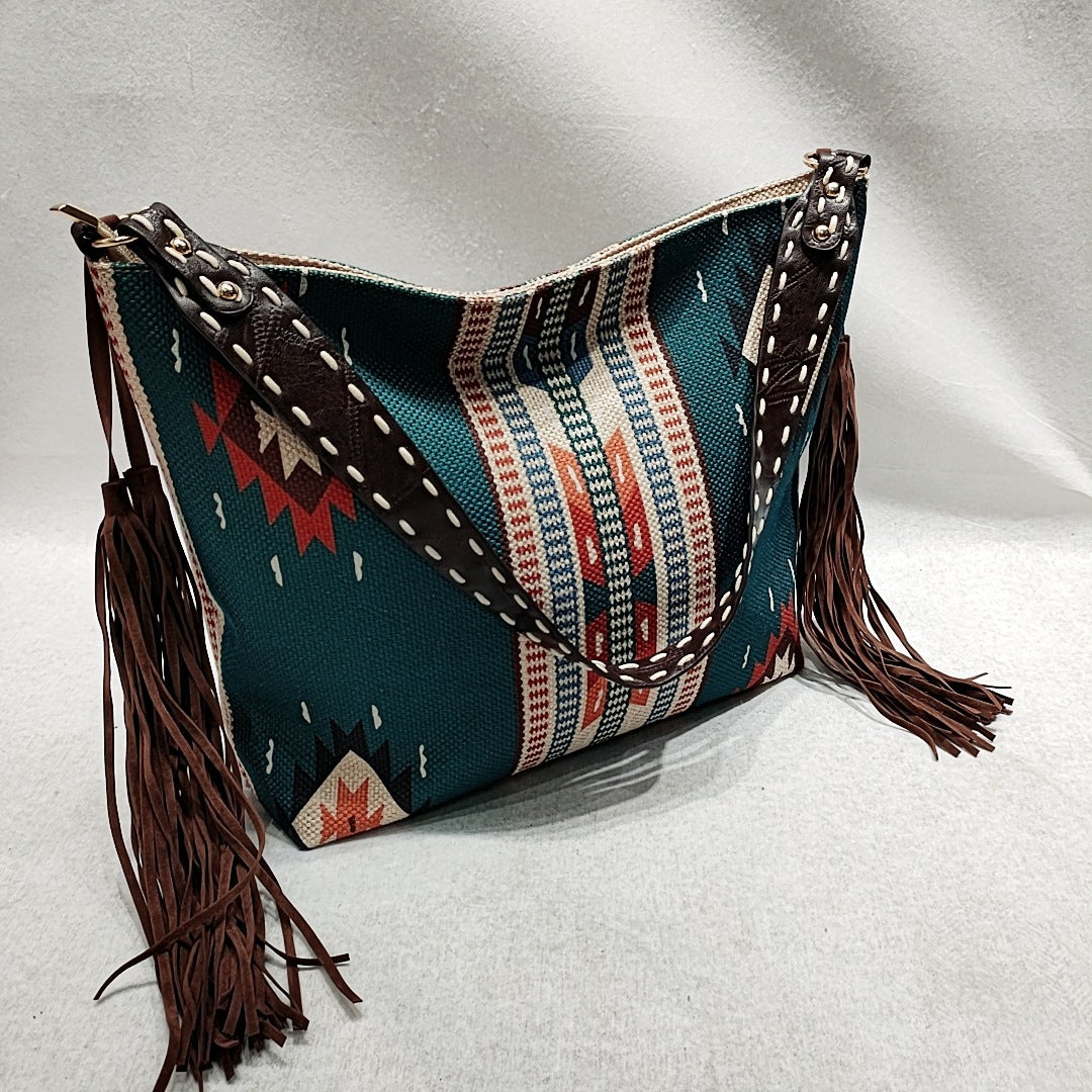 Hand-woven Cotton And Linen Shoulder Bag