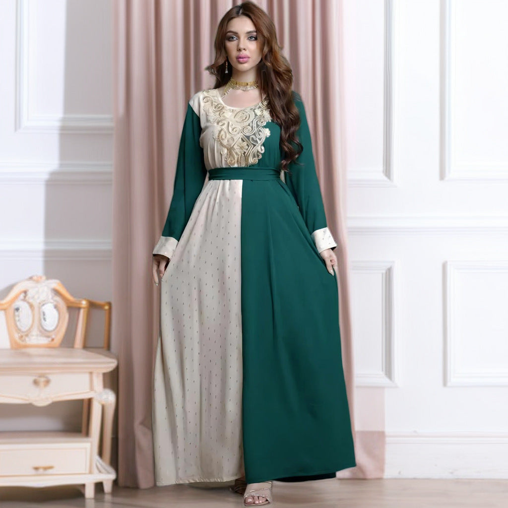 Embroidery Applique Muslim Tunic Robe Dress