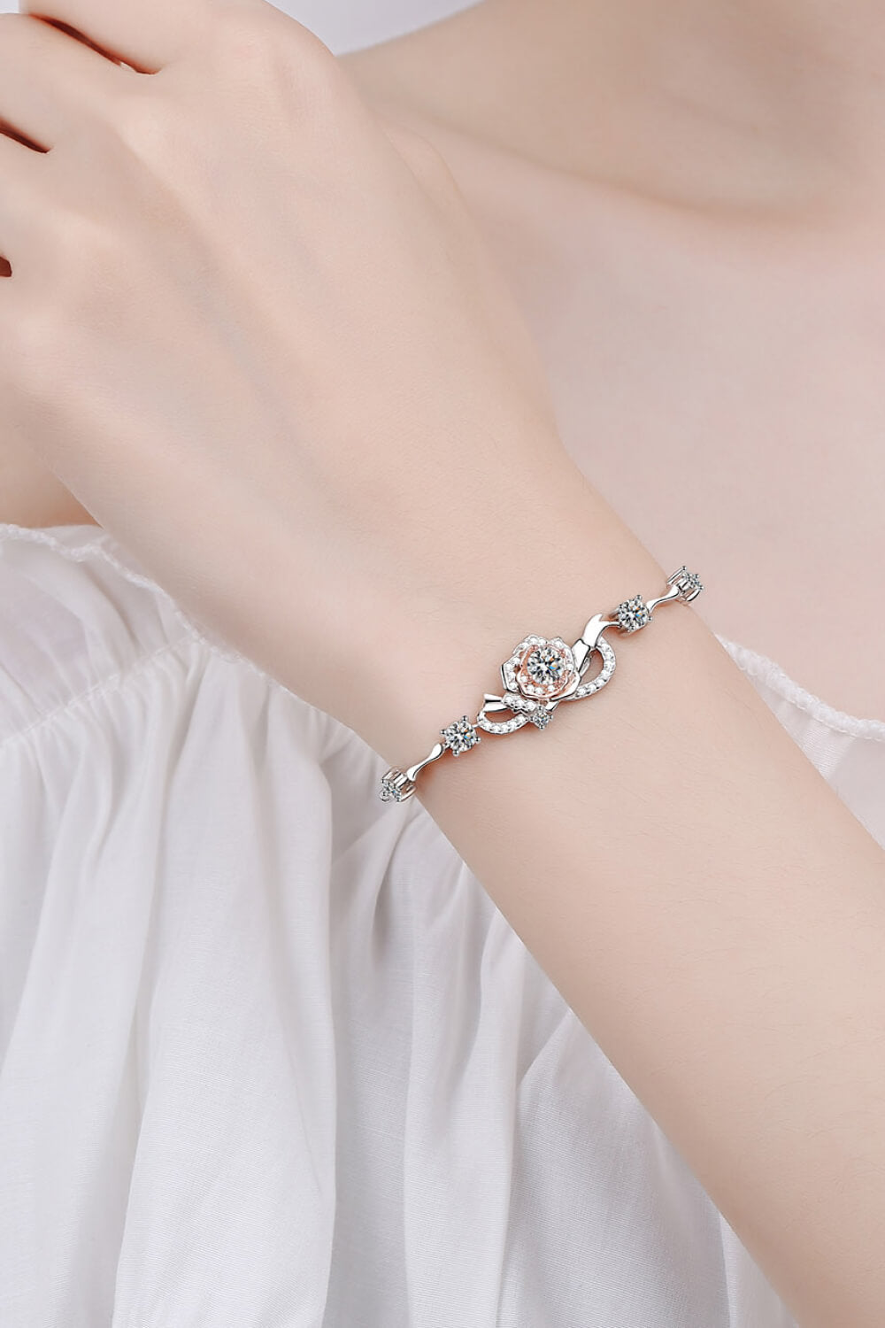 Pulsera de moissanita de plata de ley 925