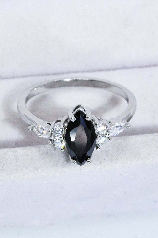 Anillo de ágata negra de plata de ley 925