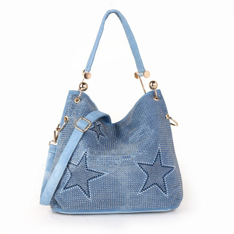 Mode One-Shoulder Messenger Tragbare Bucket Bag Denim Canvas