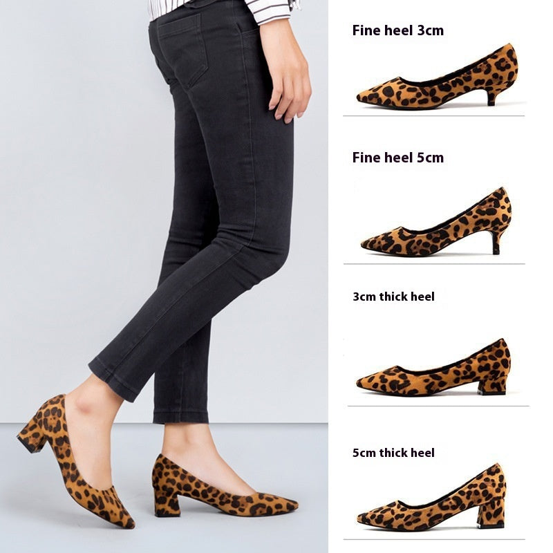 Damen Frühling und Sommer koreanischen Stil Wildleder Leopard spitze High Heels