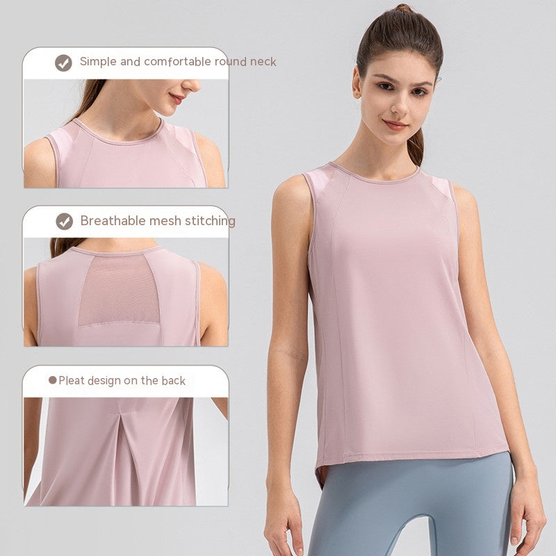 Blusa deportiva ligera de verano para mujer, chaleco de Yoga de secado rápido, Top holgado y transpirable para correr y entrenar