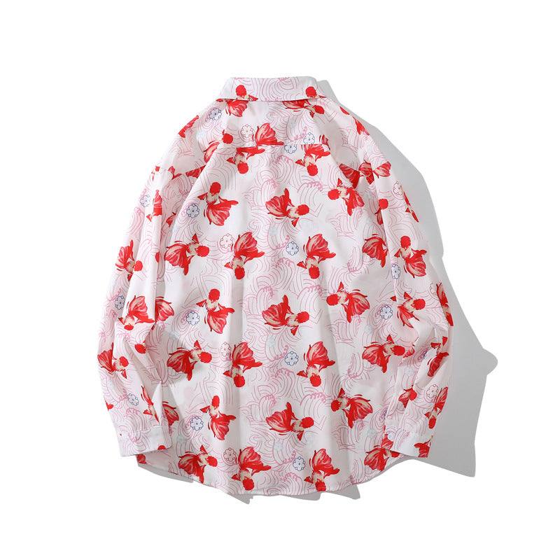 Goldfish Print Long Sleeve Shirts For Men And Women