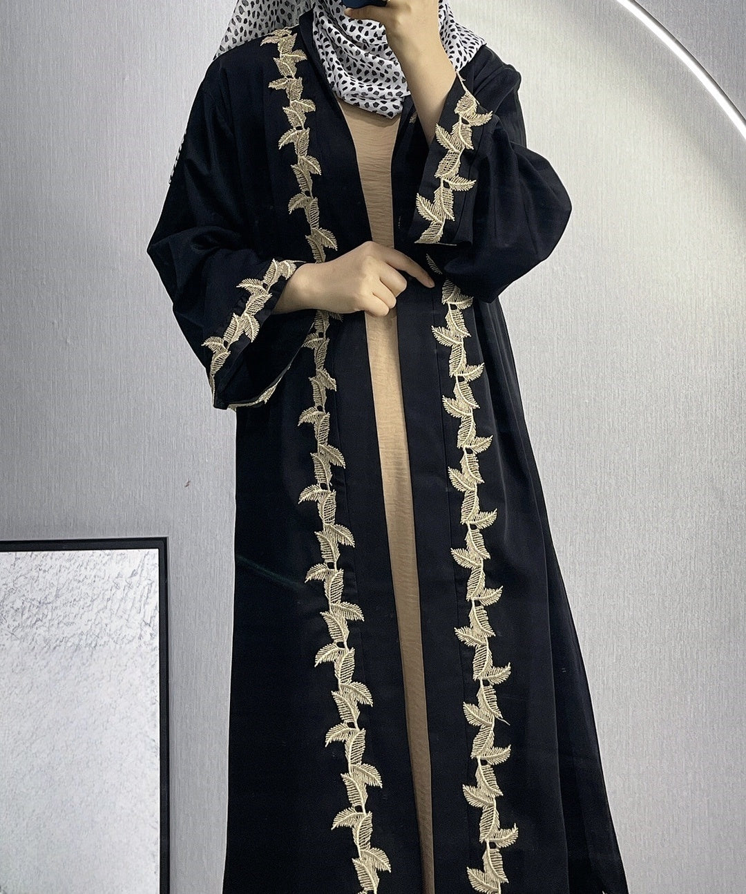 Women's Long Dress Dubai Embroidered Lace Cardigan Robe