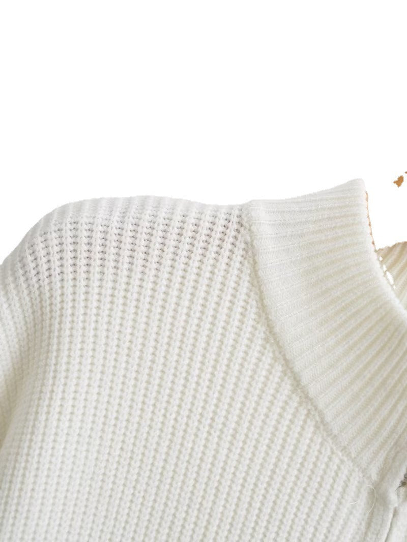 Suéter a rayas con cremallera para mujer Color en contraste