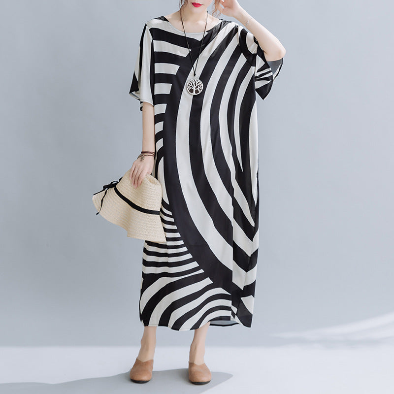Women's Striped Printed Long Dress