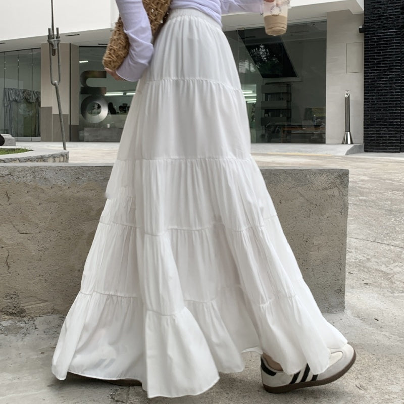 Vestido de verano con falda de corte A y cintura alta, suave y largo