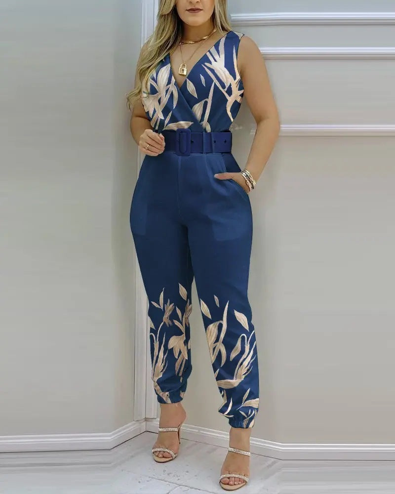 Rückenfreier Jumpsuit mit V-Ausschnitt und hoher Taille für Damen