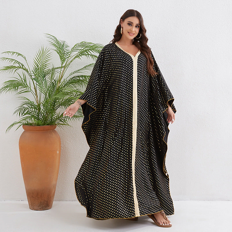 Women's Bronzing Ribbon Fashion Robe Dress