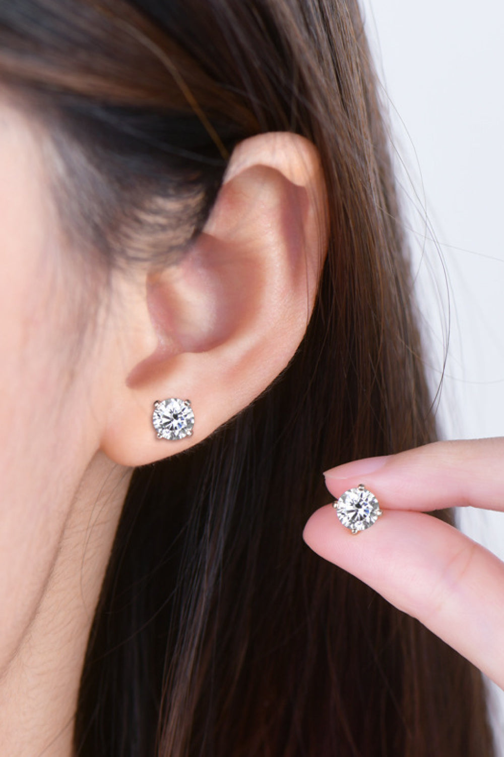 Aretes de plata de ley 925 con moissanita de 2 quilates