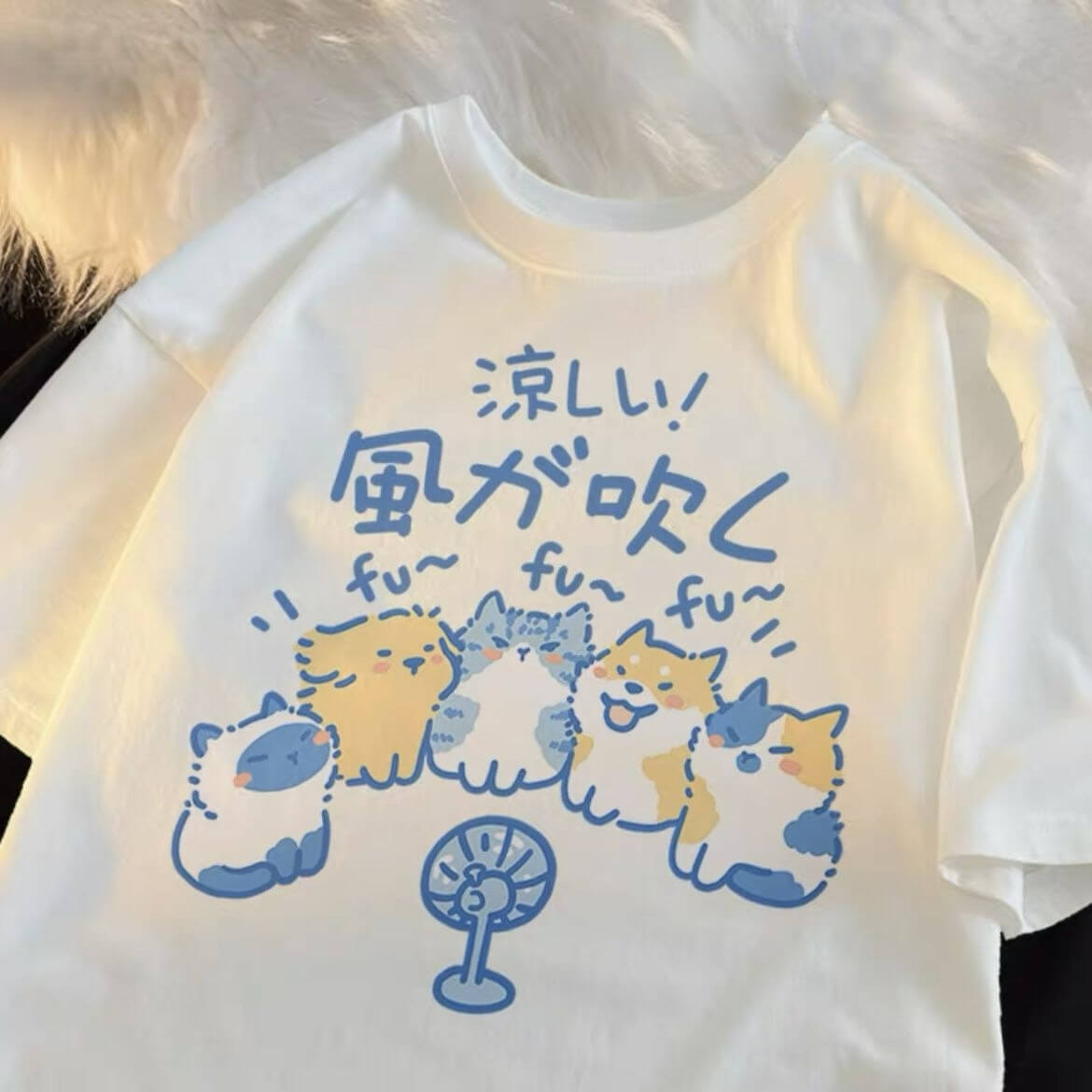 Camiseta holgada de manga corta con estampado de dibujos animados