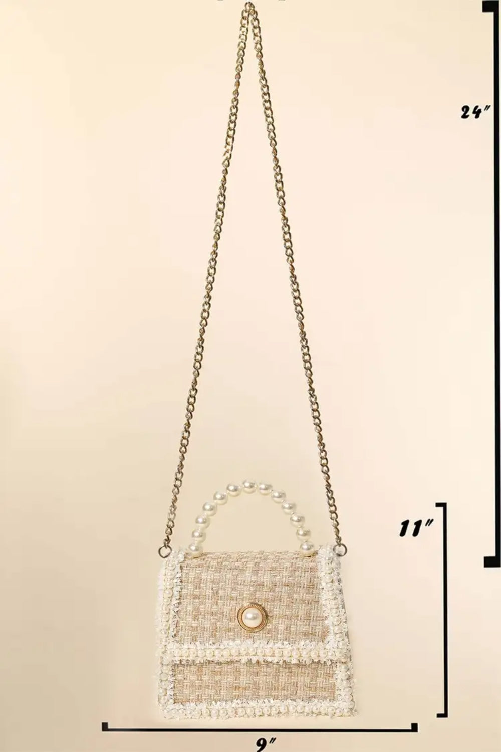 Fame Pearly Trim Woven Handtasche