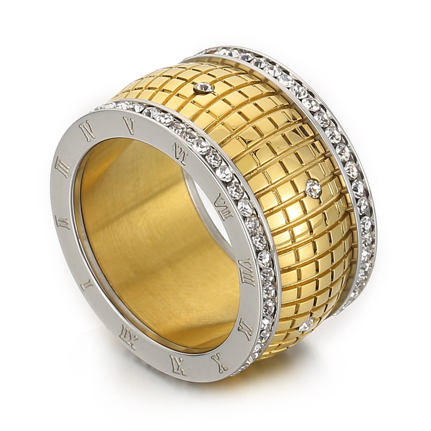 Ring aus Edelstahl mit eingelegtem Strassstein