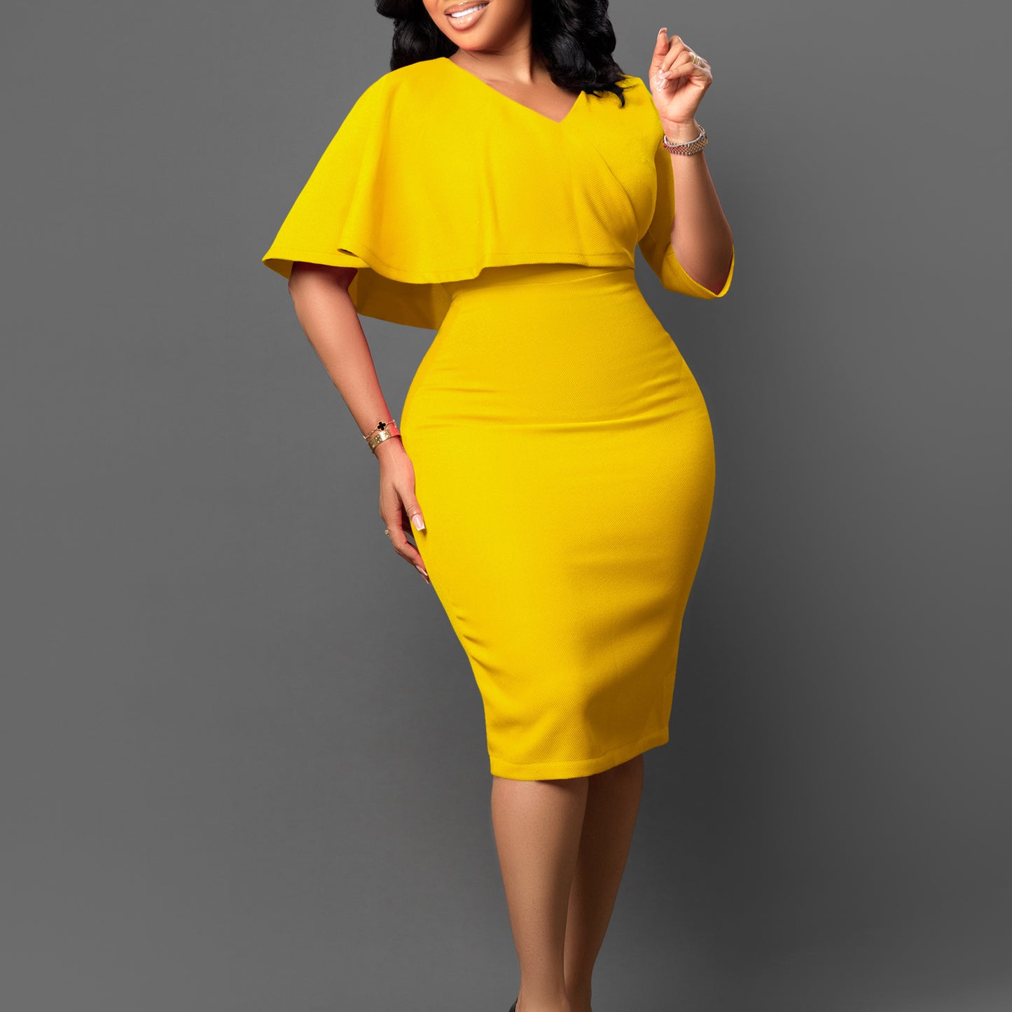 Solid Color Sheath Career Pencil Skirt Africa Dress