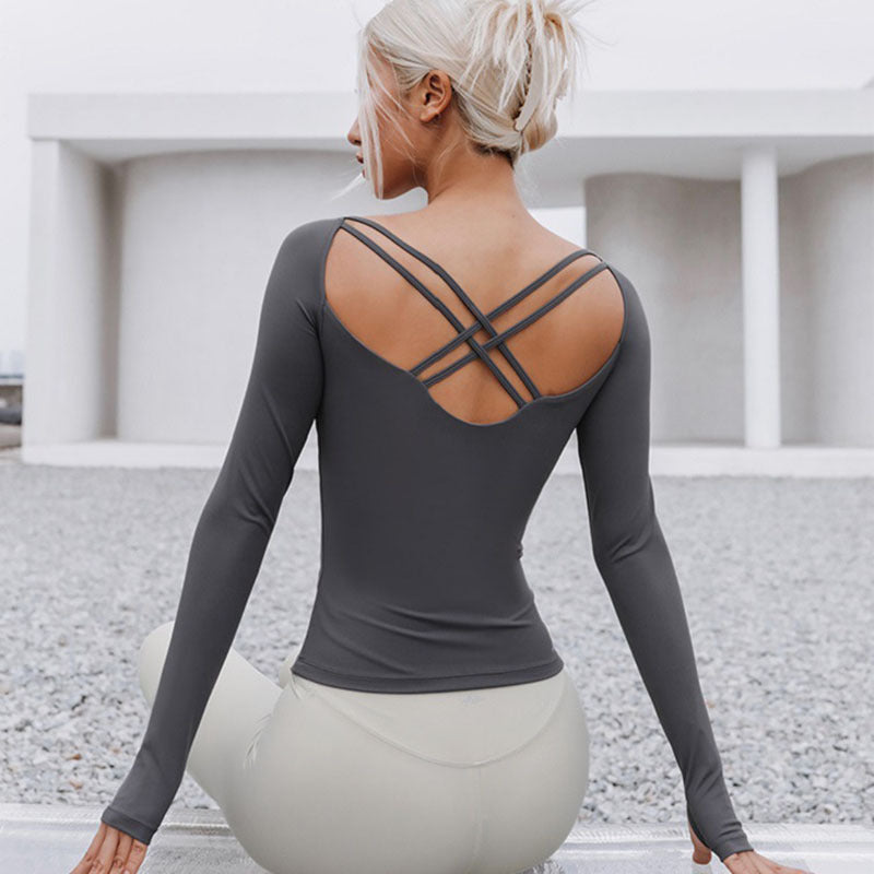 Hochwertiges, modisches, langärmliges Nylon-Yoga-Bekleidungs-Sport-Fitness-Top