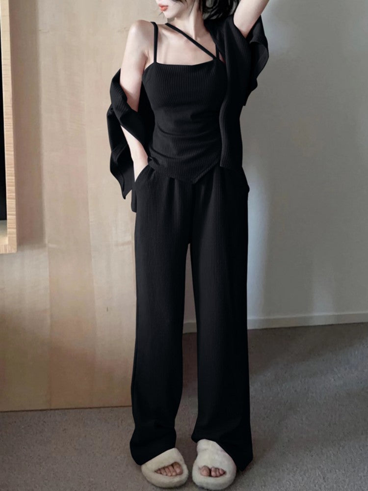 Autumn Female Classic Style Temperament Fried Street Lively Slimming Youthful-looking Leisure Sports Three-piece Suit