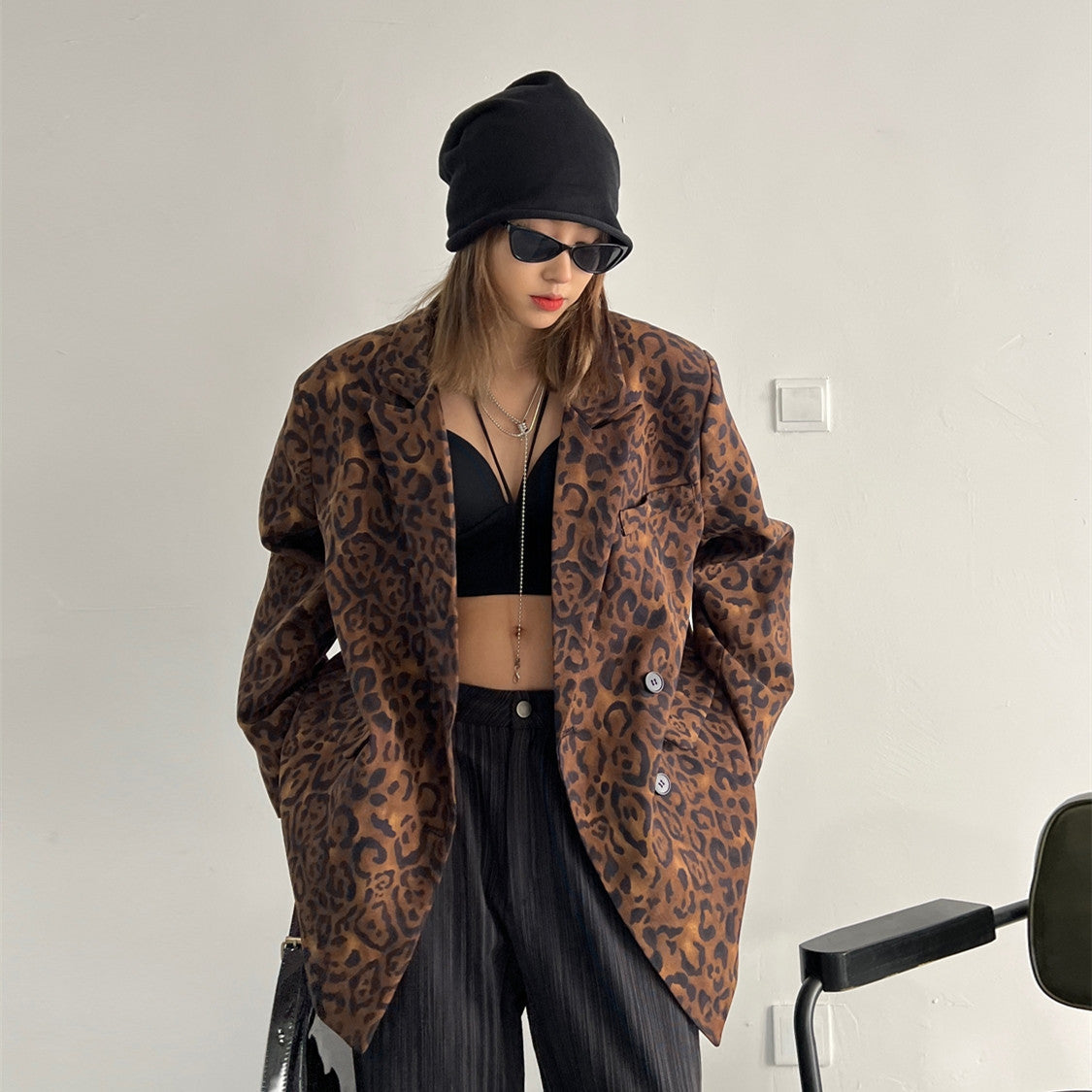 Blazer con estampado de leopardo Chill Out de moda para mujer