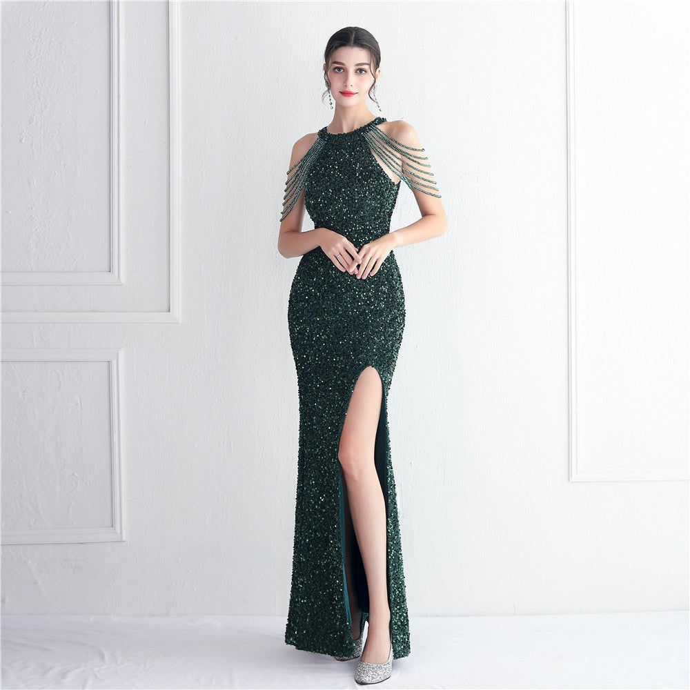 Banquet Temperament Long Backless Evening Gown Dress