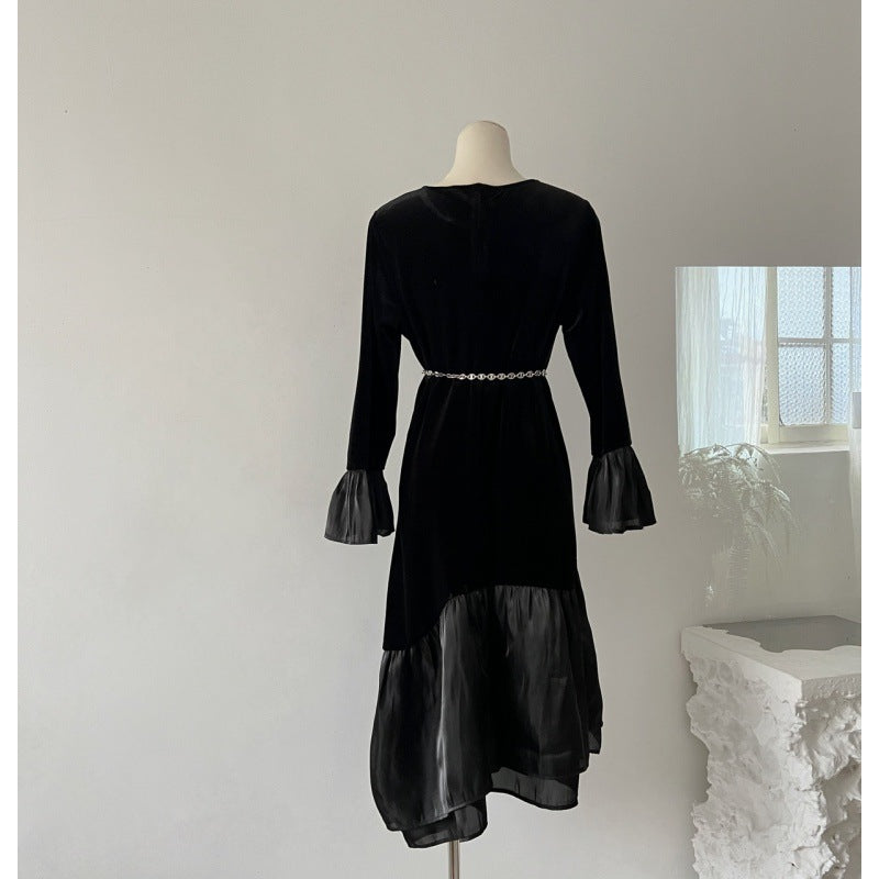 Modisches lockeres Samtkleid für Damen