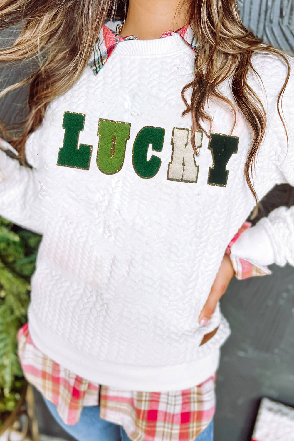 European And American Fashion Letter Printing Multicolor Long-sleeved Sweater