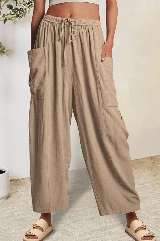 Pantalones anchos con cordón y bolsillos de tamaño completo