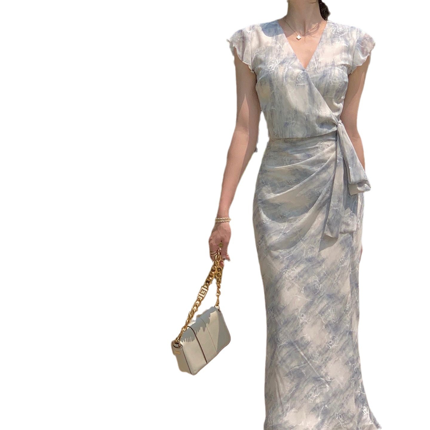 Vestido floral francés retro fácil de combinar para mujer