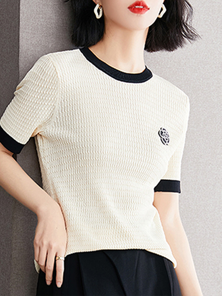 Women's Summer High Elastic Knitted T Shirt