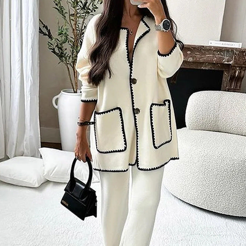 Women's Suit Fashion Casual Loose Solid Color Two-piece Set