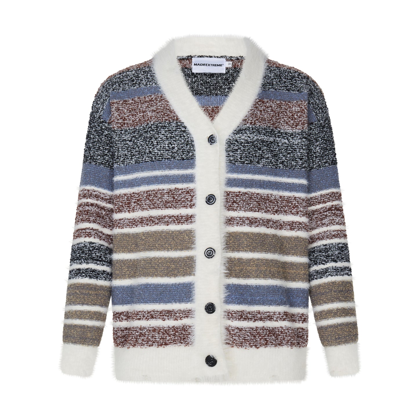 Early Autumn Couple Dopamine Striped Cardigan Campus Retro Soft Glutinous Mohair Knitwear