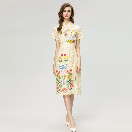 Fashion Embroidery Lace Dress Women