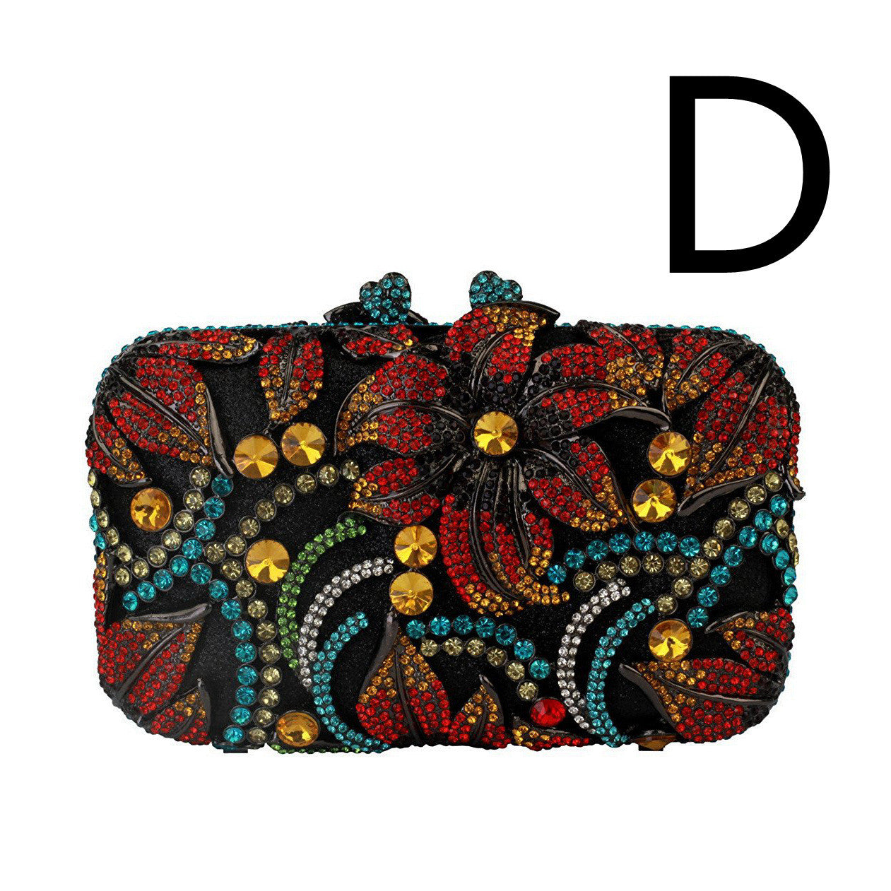 Damen Clutch mit Strasssteinen in Blumenfarbe