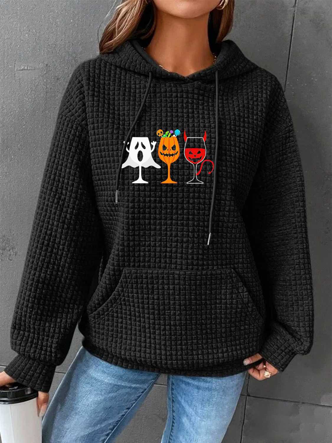 Kapuzenpullover mit Halloween-Grafik und Vordertasche