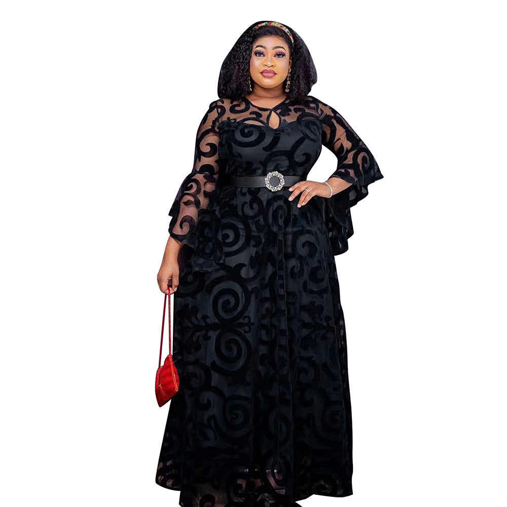 Afrikanische Damenmode Plus Size Chiffon Plisseekleid